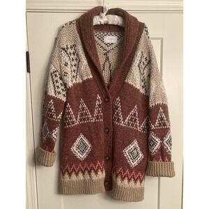 Lucky Brand Cannibas/Aztec Cardigan Sweatercoat wool Blend